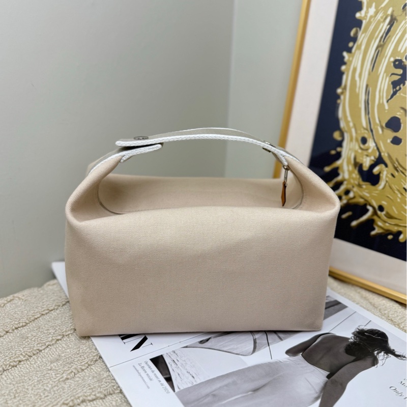 【全❤️】Hermes  飯盒包大號帆布包 米色帶灰色條紋 手提包-1