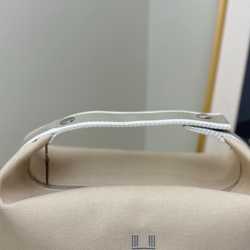 【全❤️】Hermes  飯盒包大號帆布包 米色帶灰色條紋 手提包-3