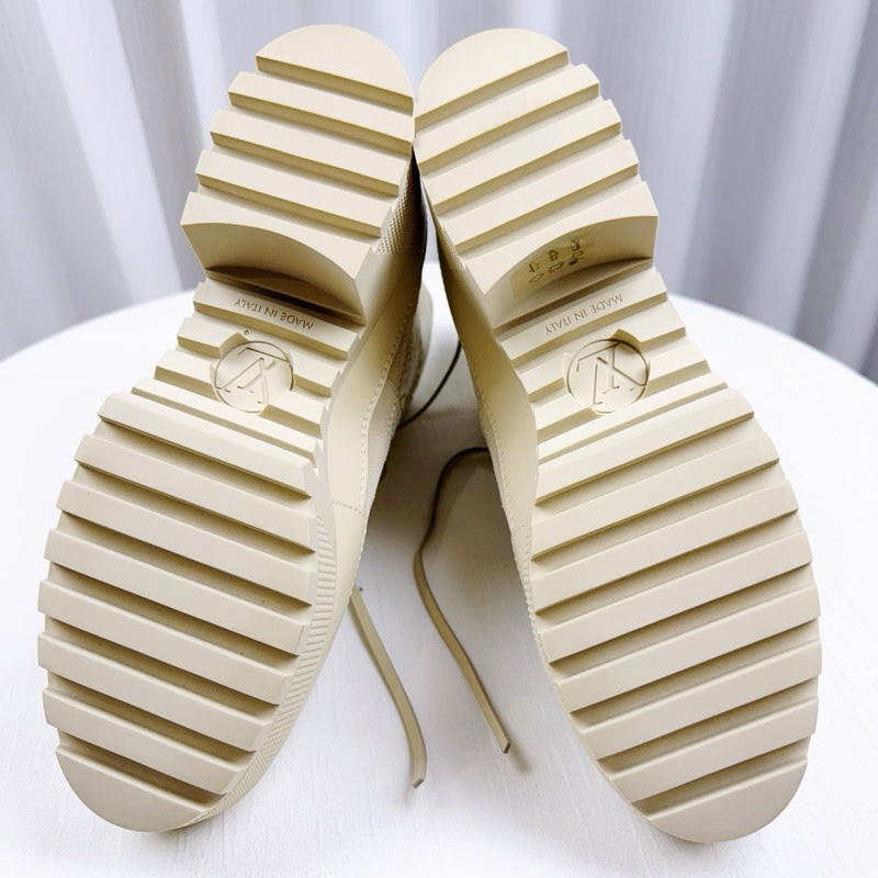 閒置新 路易威登/Louis Vuitton Loreate Jacquard Combat Boots 米色老花厚底軍靴馬丁靴 40碼-4