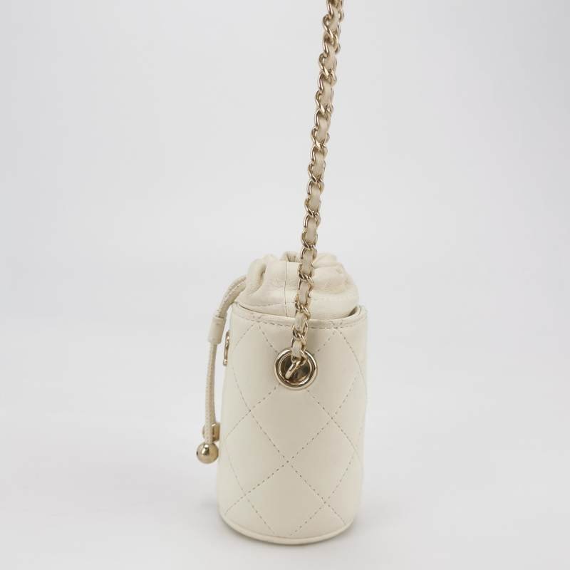 Chanel羊皮純色菱格絎縫雙Clogo斜挎包單肩包-2