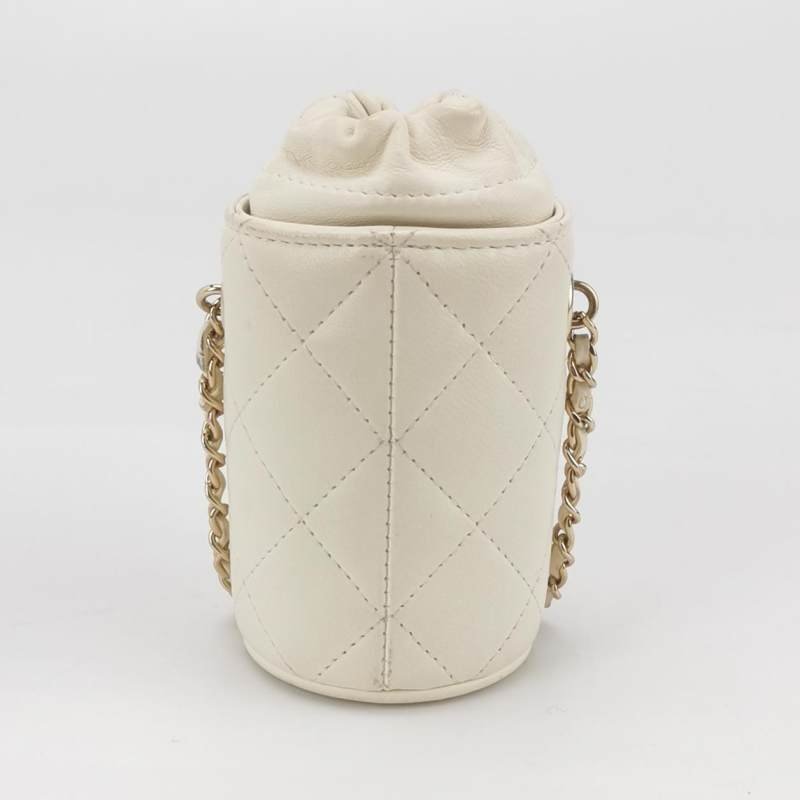 Chanel羊皮純色菱格絎縫雙Clogo斜挎包單肩包-4