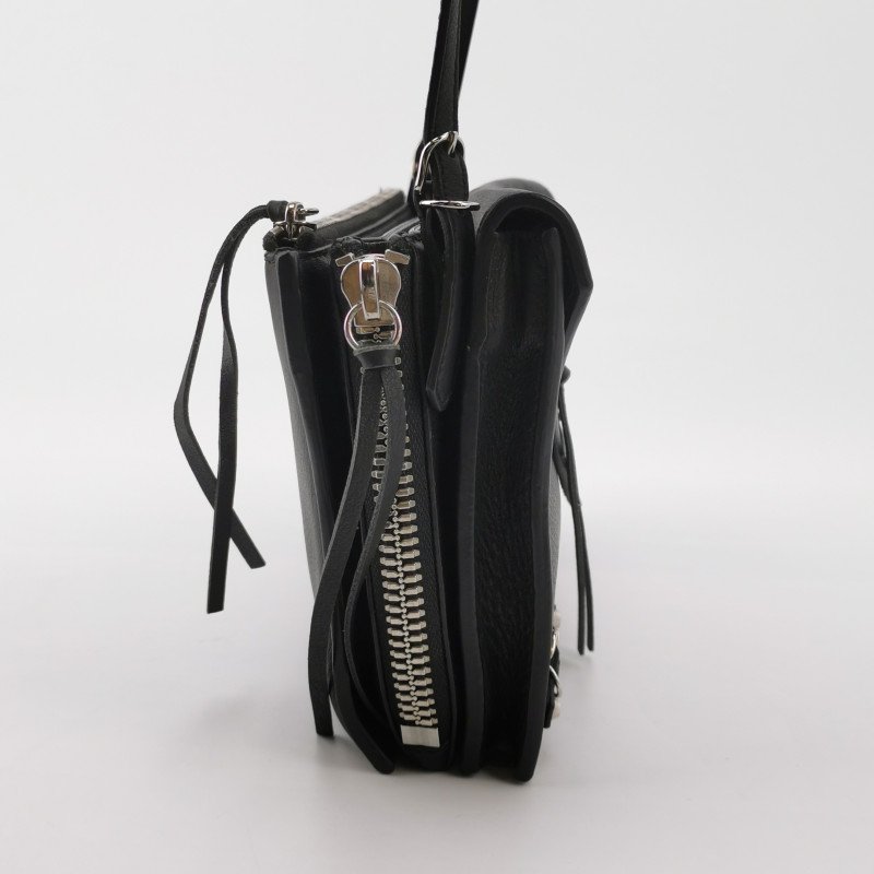 Balenciaga Papier牛皮純色鉚釘流蘇拉鏈隔層斜挎包單肩包-3