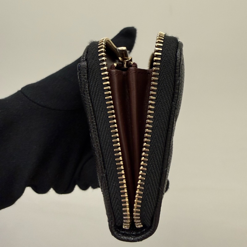 全新Chanel香奈兒經典黑金荔枝拉鍊中夾-2