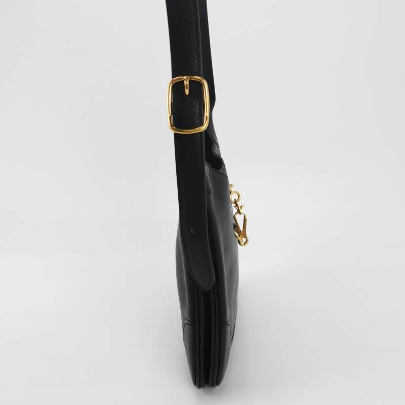 Hermes Trim Duo24金屬扣斜挎包Evergrain牛皮金扣89黑色D刻-3