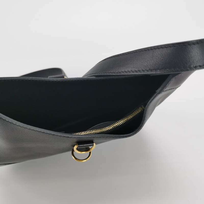 Hermes Trim Duo24金屬扣斜挎包Evergrain牛皮金扣89黑色D刻-6