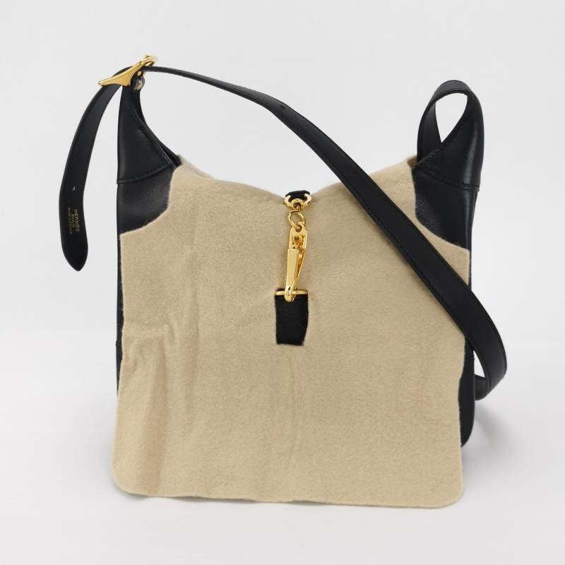 Hermes Trim Duo24金屬扣斜挎包Evergrain牛皮金扣89黑色D刻-7
