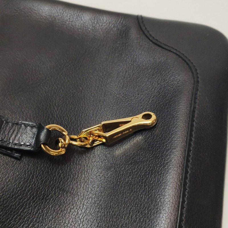 Hermes Trim Duo24金屬扣斜挎包Evergrain牛皮金扣89黑色D刻-16