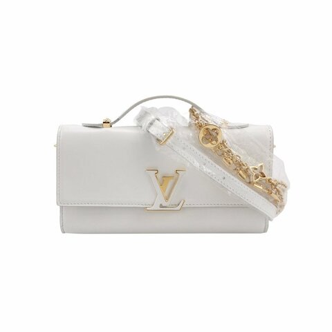 Louis Vuitton(LV)Capucines牛皮純色金屬LV搭扣斜挎包單肩包芯片款