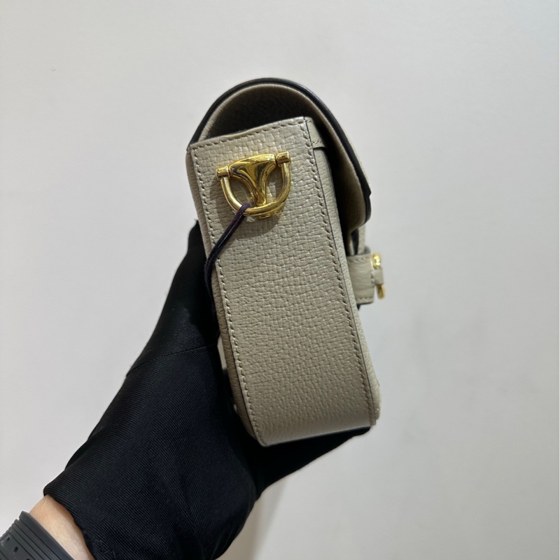 【89🆕】Gucci 1955mini小號斜挎包馬鞍包 淺灰色老花-5