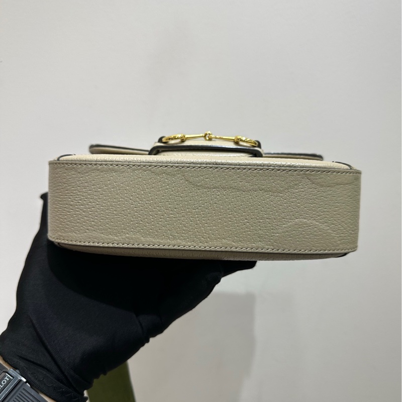 【89🆕】Gucci 1955mini小號斜挎包馬鞍包 淺灰色老花-6