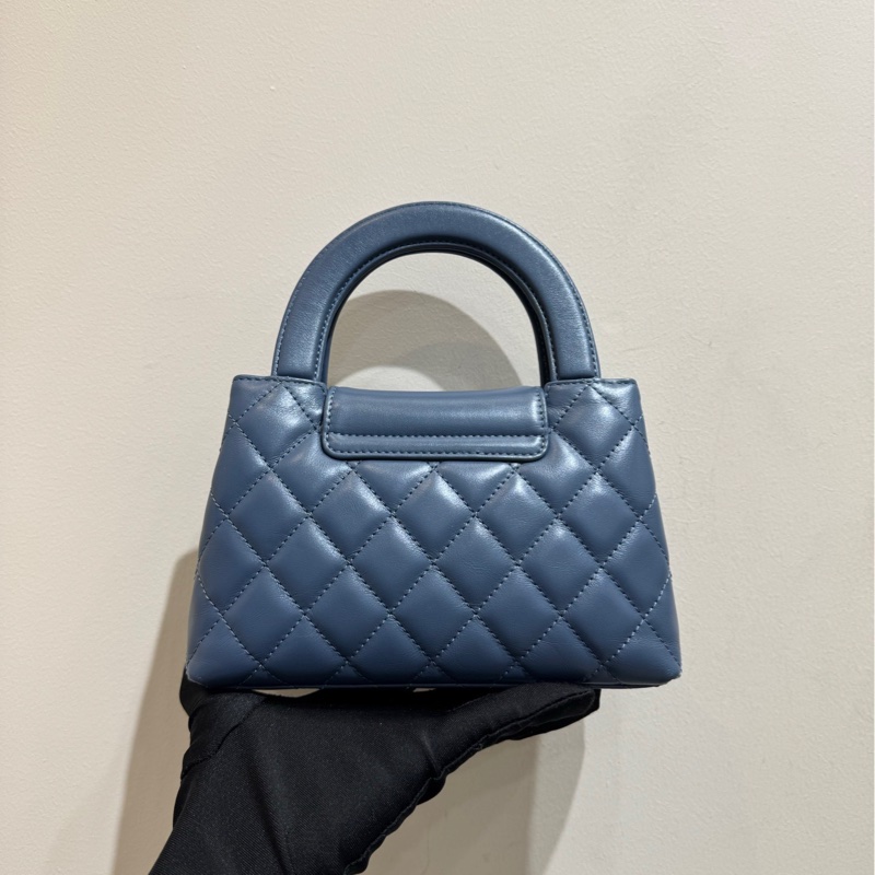 【全❤️全套】Chanel 23P藍色牛皮金扣 kelly nano大號 可手提可斜挎-3