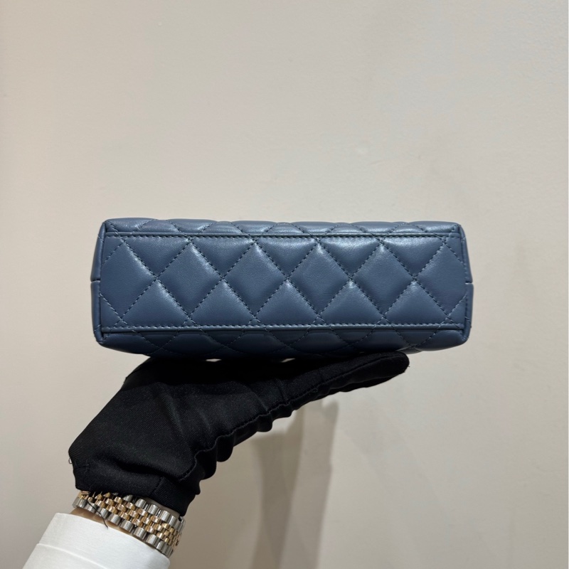 【全❤️全套】Chanel 23P藍色牛皮金扣 kelly nano大號 可手提可斜挎-6