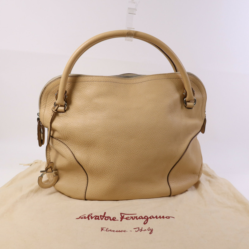 Salvatore Ferragamo 牛皮皮革Hand Bag銀扣手挽袋-5