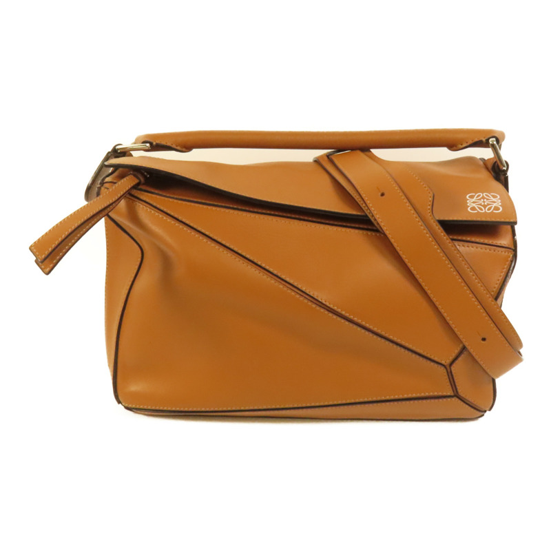 LOEWE 牛皮皮革Puzzle Medium銀扣手挽肩背兩用袋-0