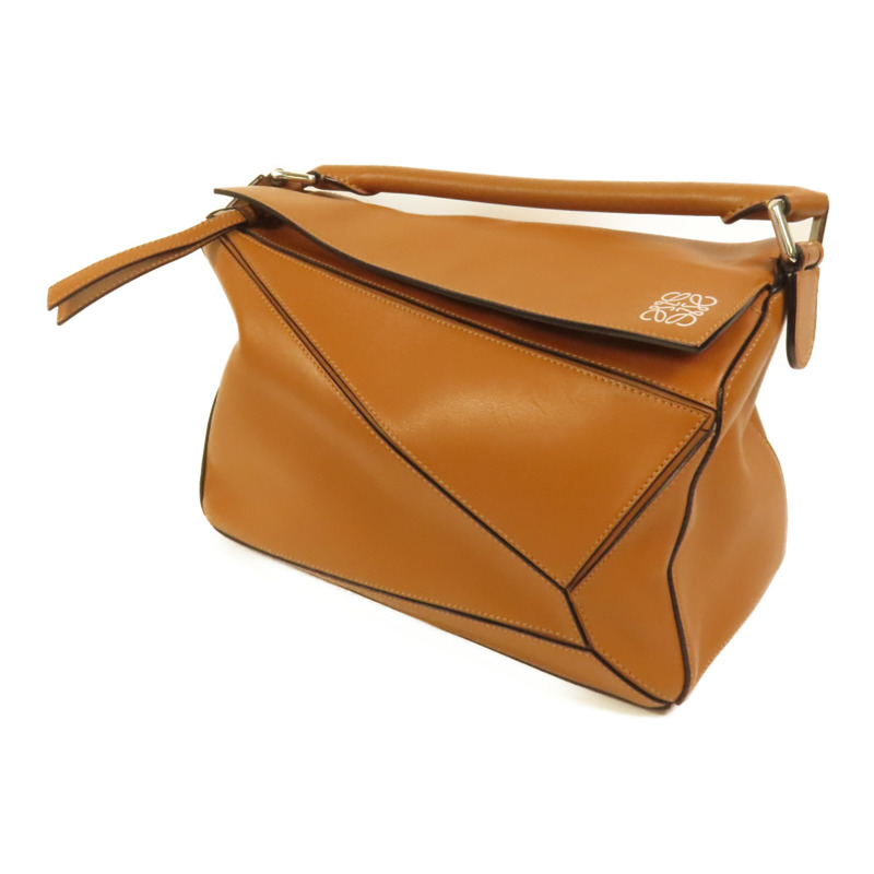 LOEWE 牛皮皮革Puzzle Medium銀扣手挽肩背兩用袋-2