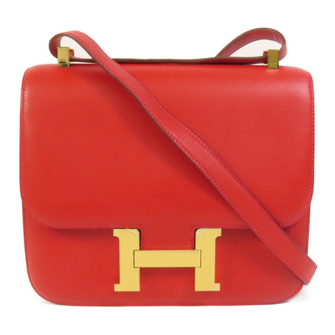 HERMES Swift皮革Constance 24金扣肩背袋Red