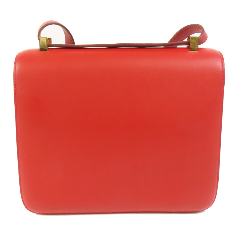HERMES Swift皮革Constance 24金扣肩背袋Red-1