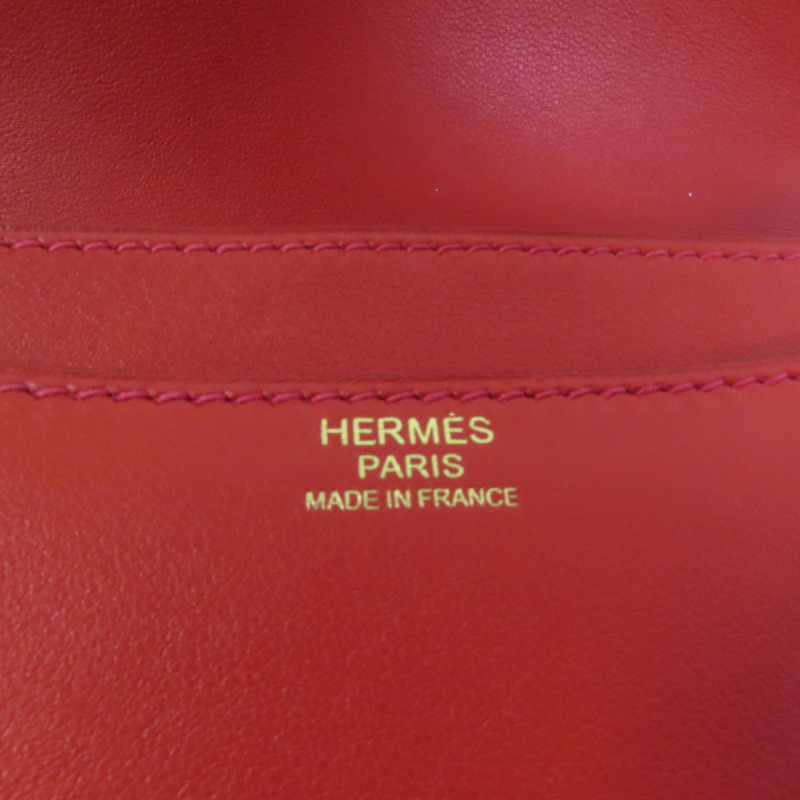 HERMES Swift皮革Constance 24金扣肩背袋Red-6