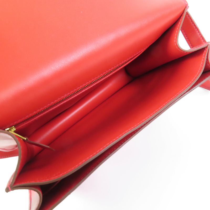 HERMES Swift皮革Constance 24金扣肩背袋Red-7