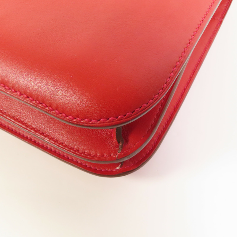 HERMES Swift皮革Constance 24金扣肩背袋Red-10
