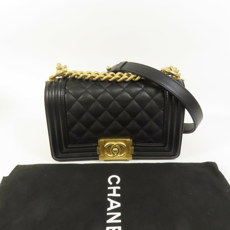 CHANEL 牛皮皮革Boy 20金扣鏈帶肩背袋-9