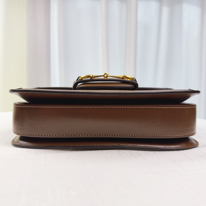 99新 古馳/Gucci 1955 Horsebit 塗層帆布拼牛皮金扣馬鞍包20x14.5x5cm-10