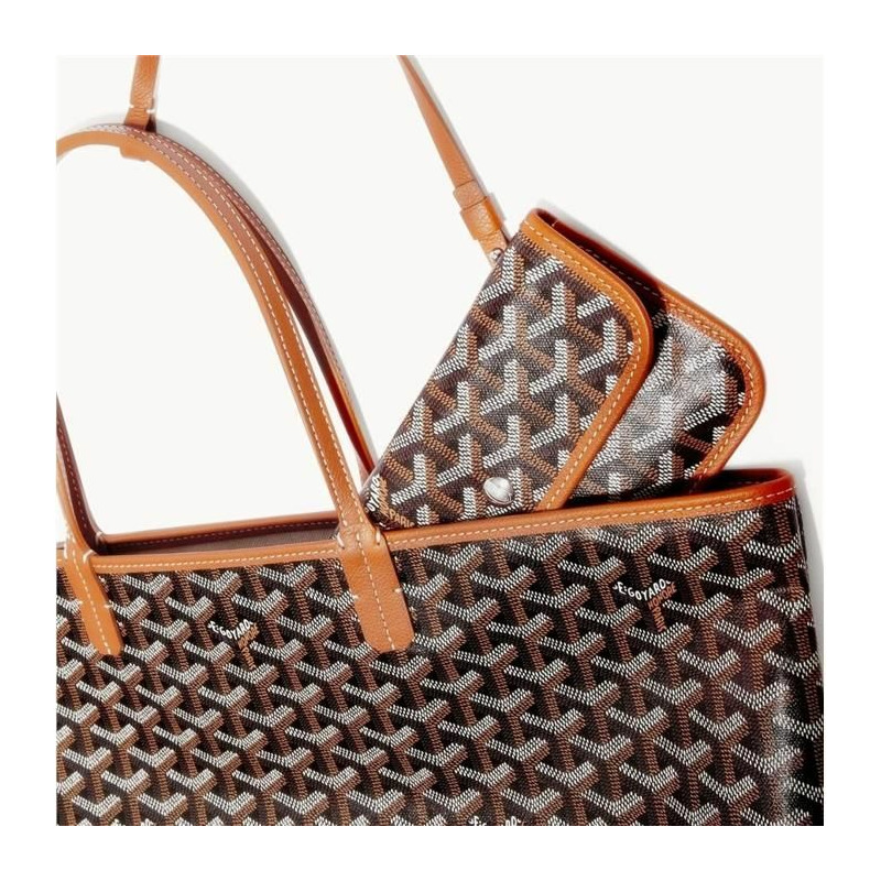GOYARD Saint Louis PM 單肩購物袋 黑色/棕褐色-2