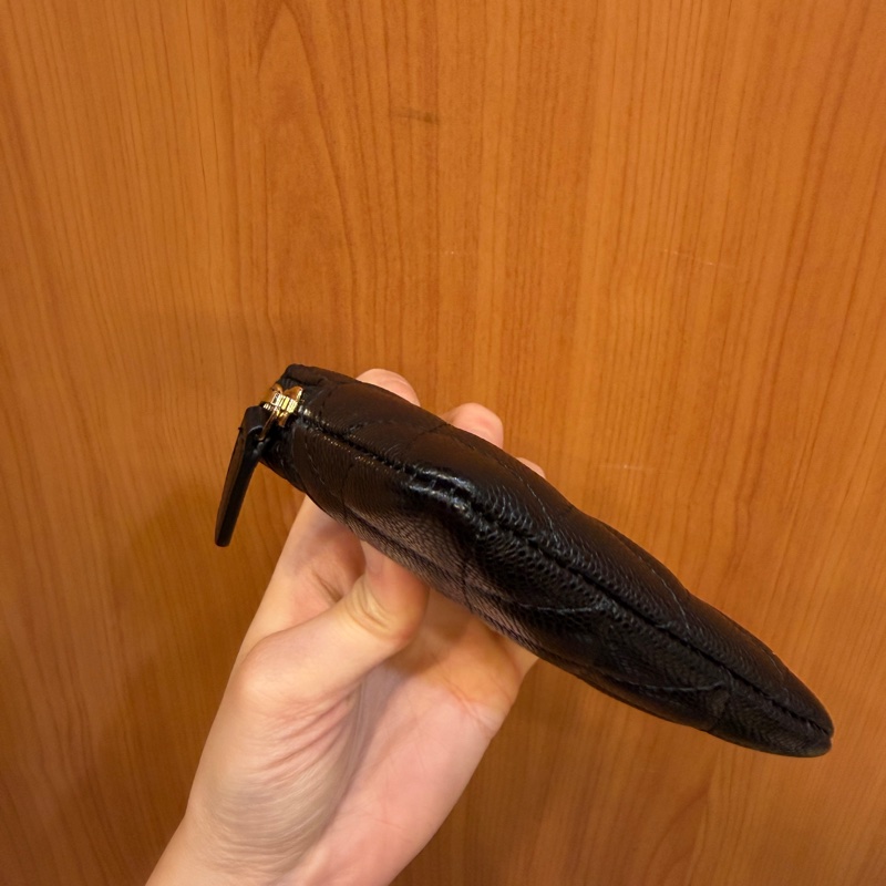 Chanel 黑荔枝皮淡金釦吐司零錢卡包AP2061-6