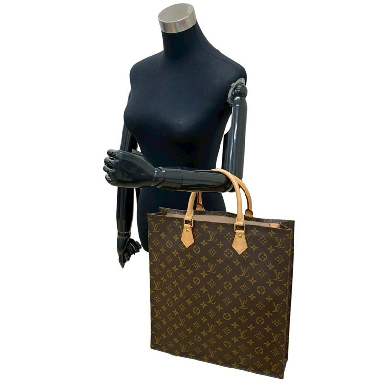 路易威登 Sac Plat Monogram 皮革手提包，商務棕色，20612-1