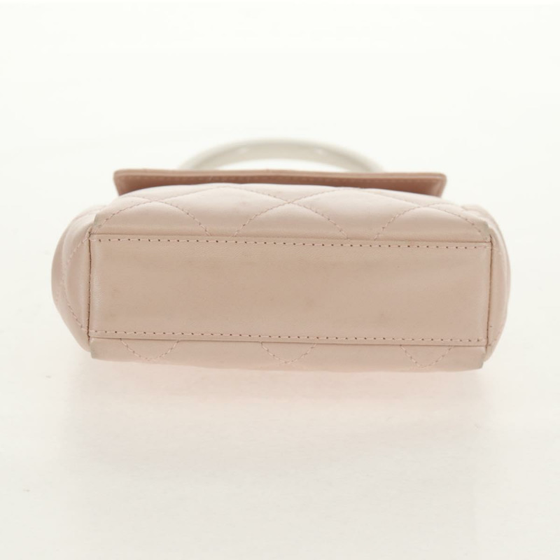 【日本直送】香奈兒 Matelasse 手提包,粉紅銀色雙C標誌皮革,正品編號 154045V-5