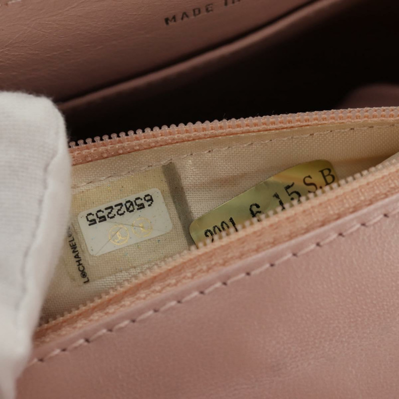 【日本直送】香奈兒 Matelasse 手提包,粉紅銀色雙C標誌皮革,正品編號 154045V-9