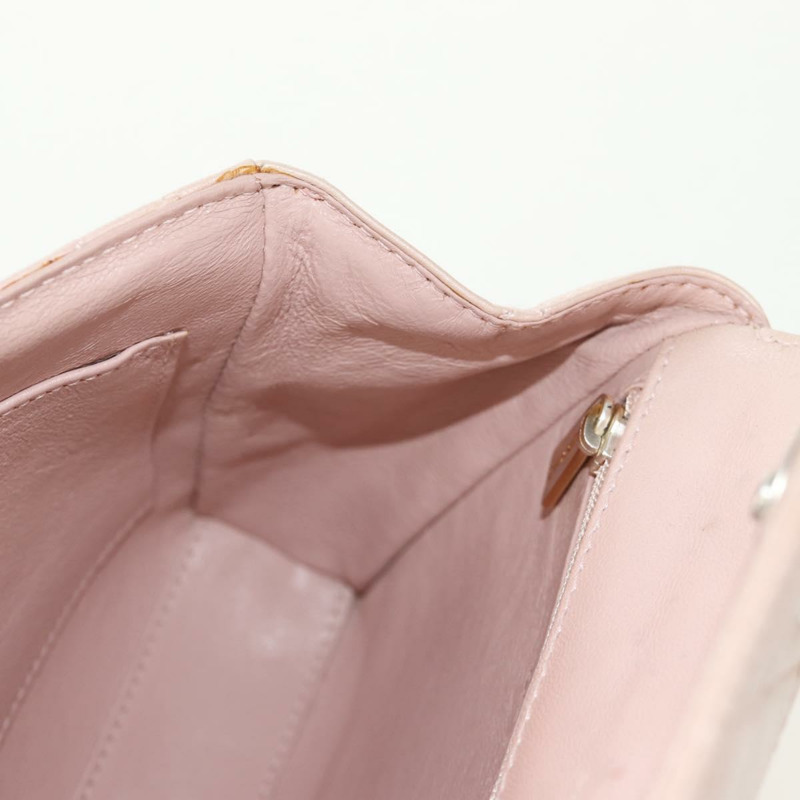 【日本直送】香奈兒 Matelasse 手提包,粉紅銀色雙C標誌皮革,正品編號 154045V-23