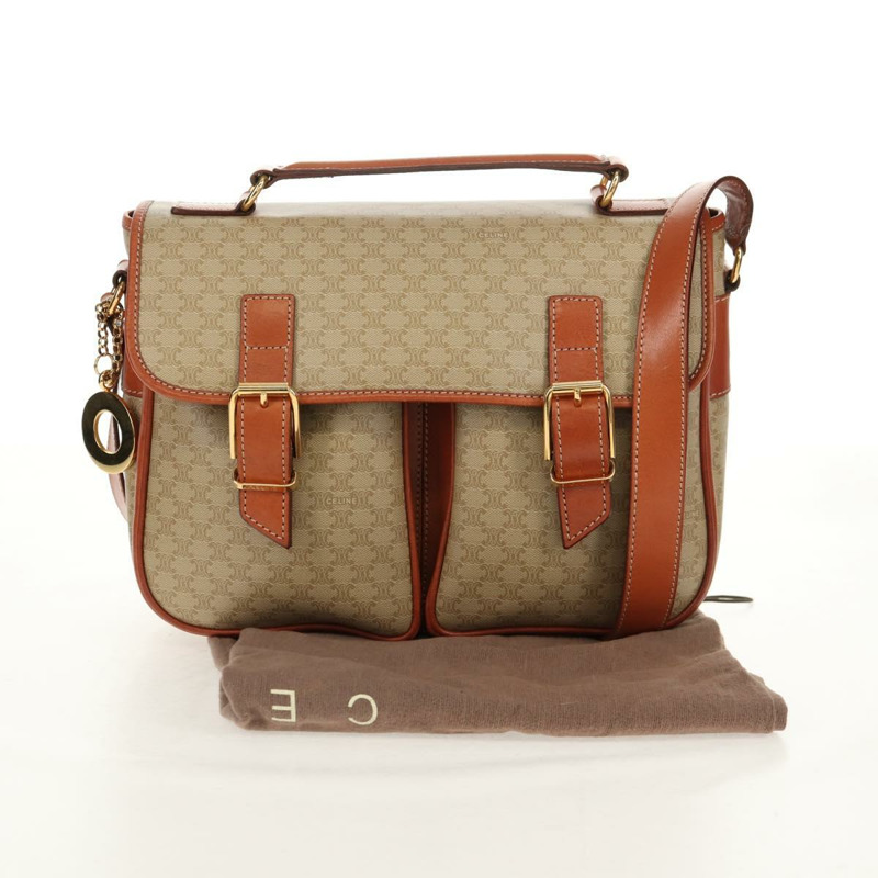 【日本直送】CELINE Macadam帆布手提包 PVC 兩用 米色 金色 正品 156173V-11