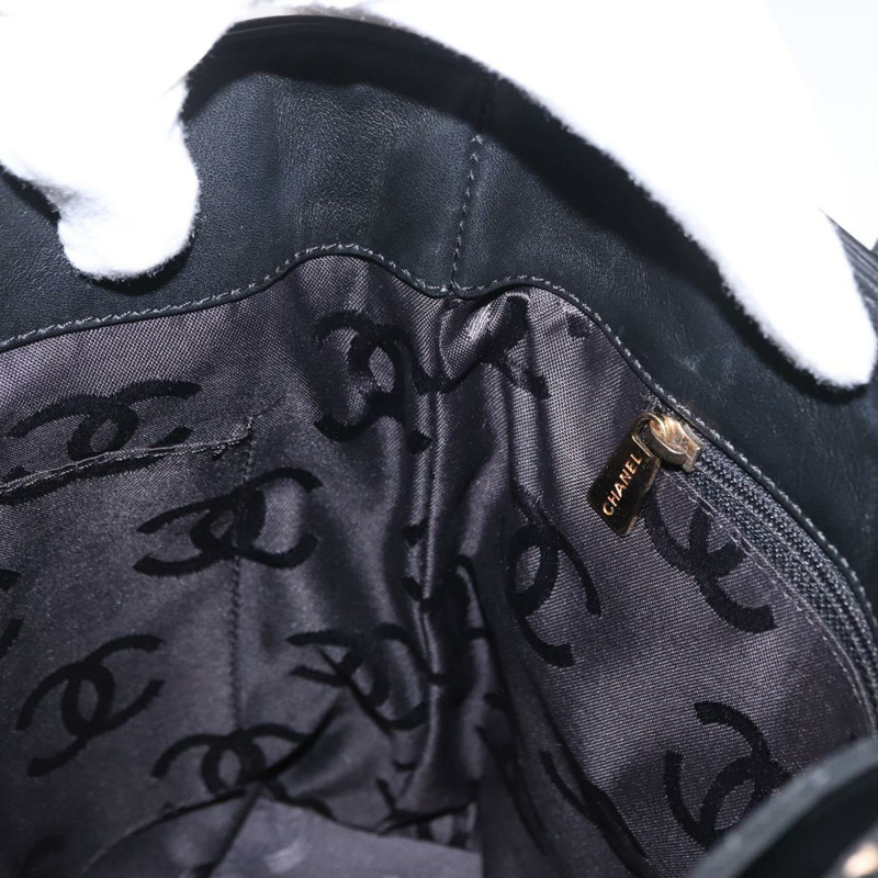 【日本直送】香奈兒 (CHANEL) 野性縫線托特包，羊皮材質，黑色，金色雙C標誌，正品編號 BA8657-19
