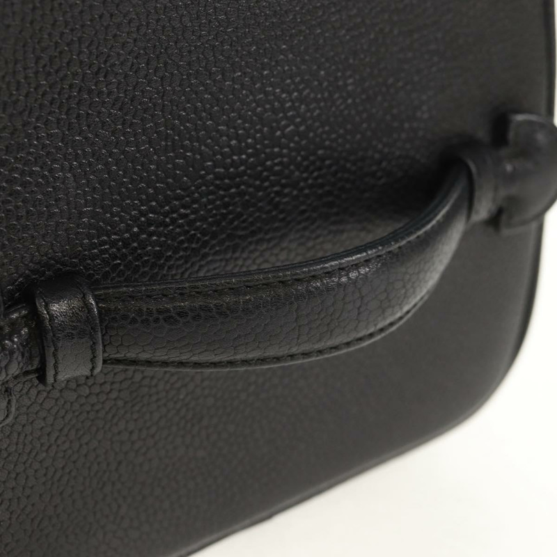 【日本直送】香奈兒 COCO 標誌化妝包,魚子醬皮,黑色,金色 CC 標誌,正品編號 153739SAV-6