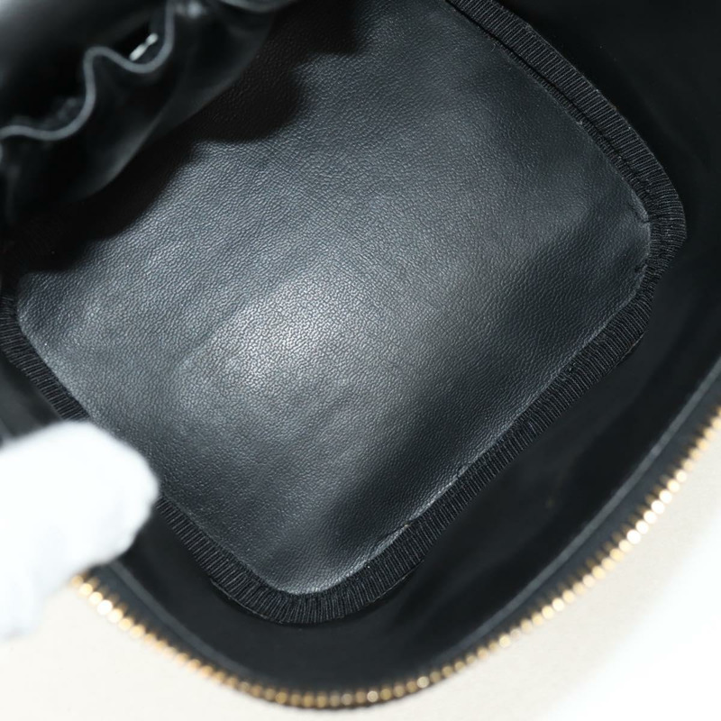 【日本直送】香奈兒 COCO 標誌化妝包,魚子醬皮,黑色,金色 CC 標誌,正品編號 153739SAV-8