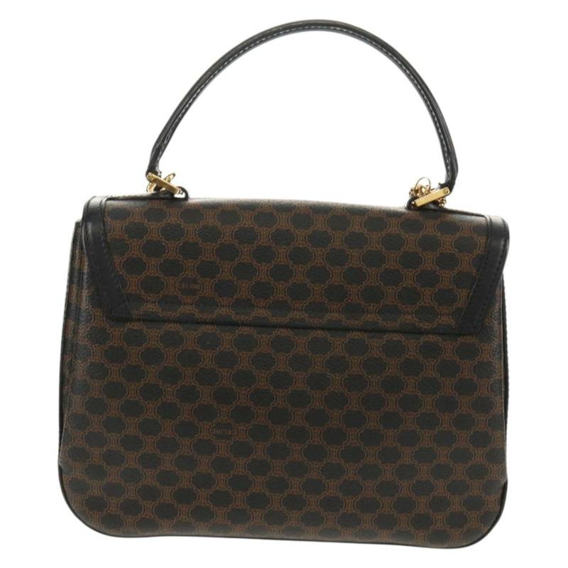【日本直送】CELINE Macadam帆布手提包 PVC皮革 2way 黑色金色 Auth 156450V-1
