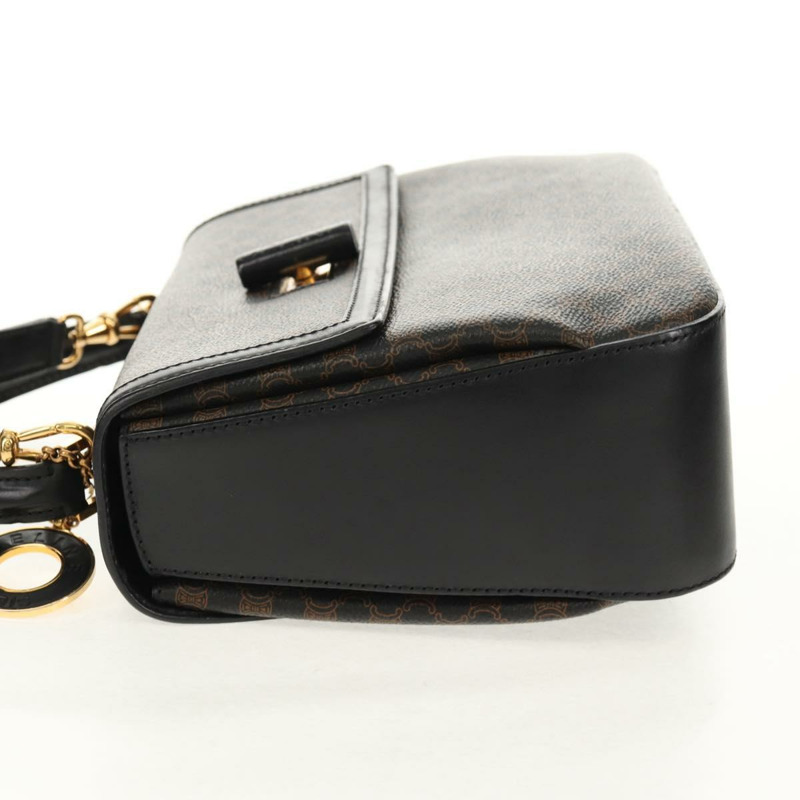 【日本直送】CELINE Macadam帆布手提包 PVC皮革 2way 黑色金色 Auth 156450V-2