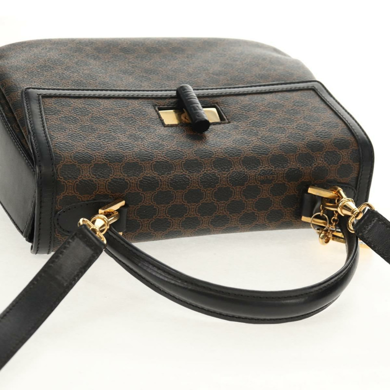 【日本直送】CELINE Macadam帆布手提包 PVC皮革 2way 黑色金色 Auth 156450V-5
