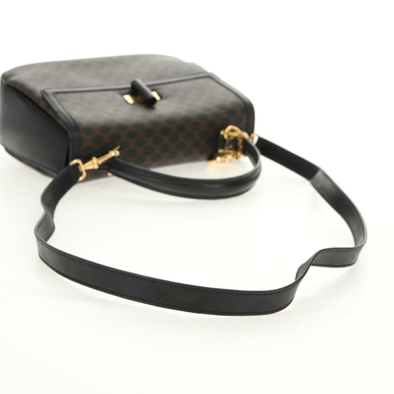 【日本直送】CELINE Macadam帆布手提包 PVC皮革 2way 黑色金色 Auth 156450V-7