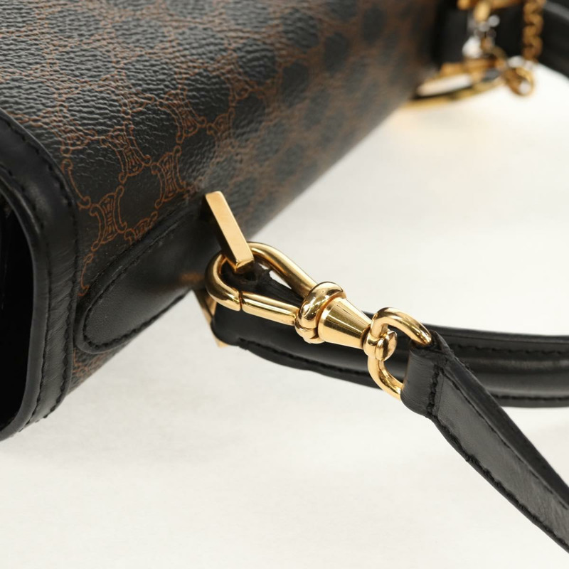 【日本直送】CELINE Macadam帆布手提包 PVC皮革 2way 黑色金色 Auth 156450V-8
