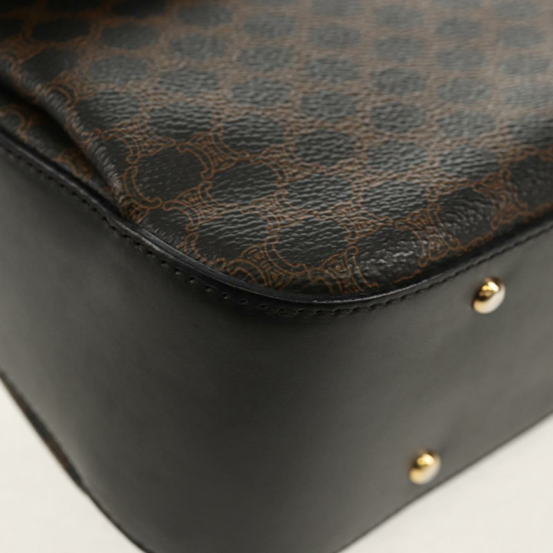 【日本直送】CELINE Macadam帆布手提包 PVC皮革 2way 黑色金色 Auth 156450V-15
