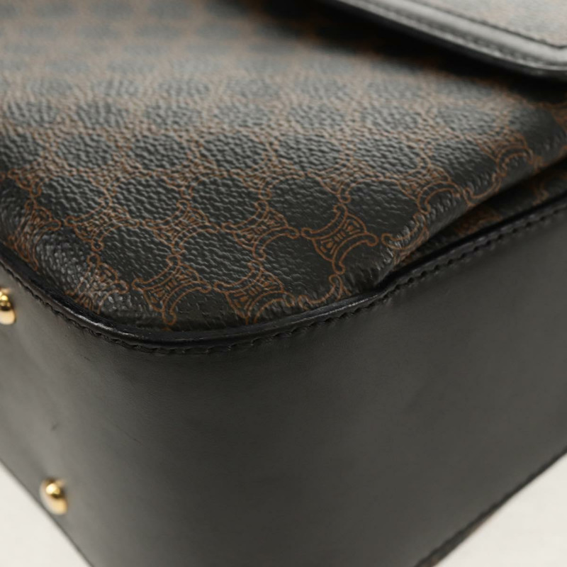 【日本直送】CELINE Macadam帆布手提包 PVC皮革 2way 黑色金色 Auth 156450V-16