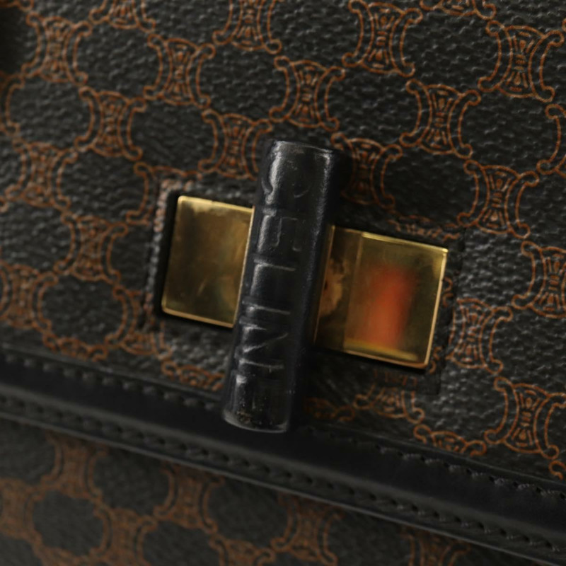 【日本直送】CELINE Macadam帆布手提包 PVC皮革 2way 黑色金色 Auth 156450V-20