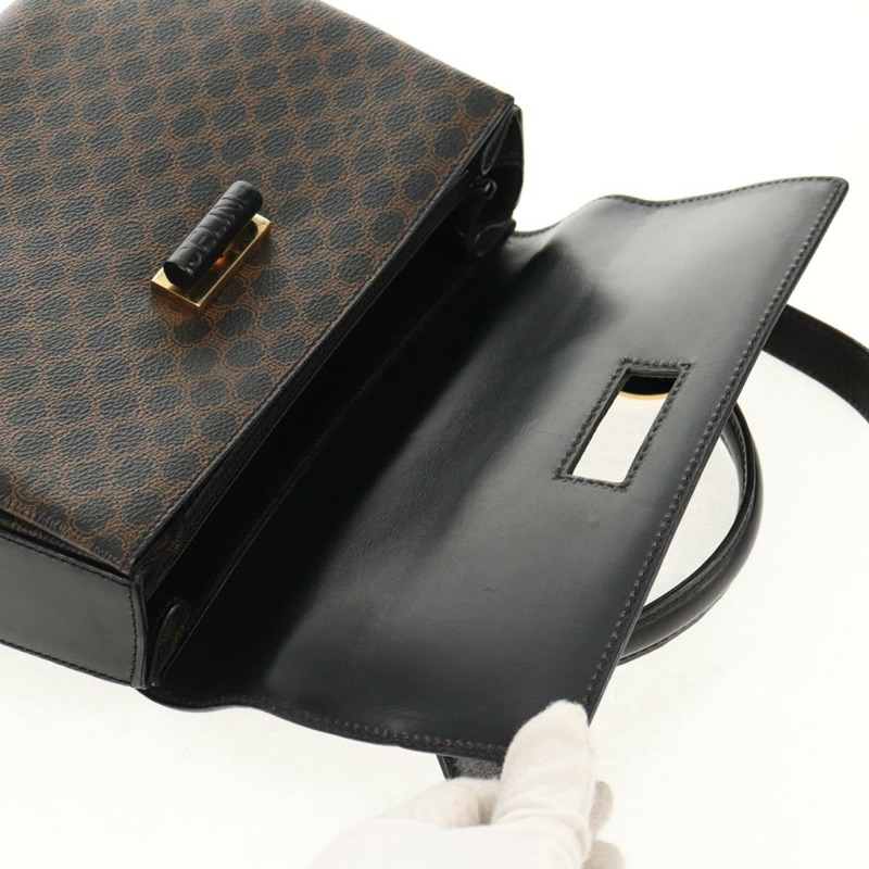 【日本直送】CELINE Macadam帆布手提包 PVC皮革 2way 黑色金色 Auth 156450V-21