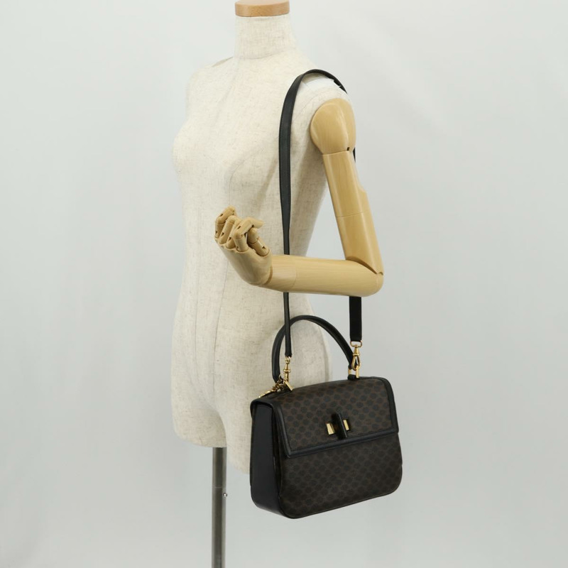 【日本直送】CELINE Macadam帆布手提包 PVC皮革 2way 黑色金色 Auth 156450V-28