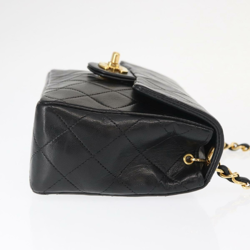 【日本直送】香奈兒迷你絎縫17鏈條包，羊皮材質，黑色，金色雙C標誌，正品編號BA9004SAM-2