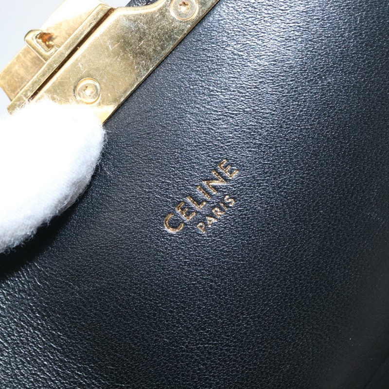 【日本直送】CELINE Teen Triomphe 肩背包 皮革帆布 黑色 白色 正品 BA8997M-18