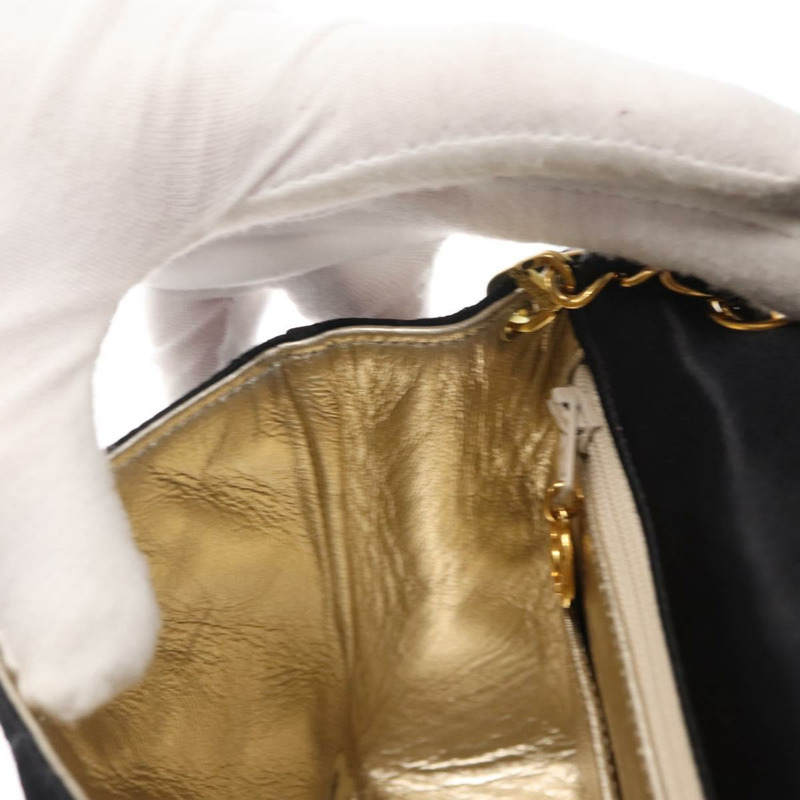 【日本直送】香奈兒迷你絎縫17鏈條肩背包，緞面黑色，金色雙C標誌，正品編號156632SAM-24