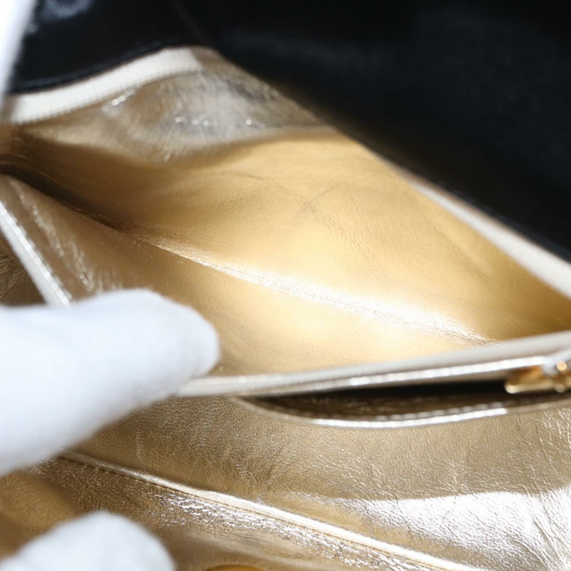 【日本直送】香奈兒迷你絎縫17鏈條肩背包，緞面黑色，金色雙C標誌，正品編號156632SAM-26